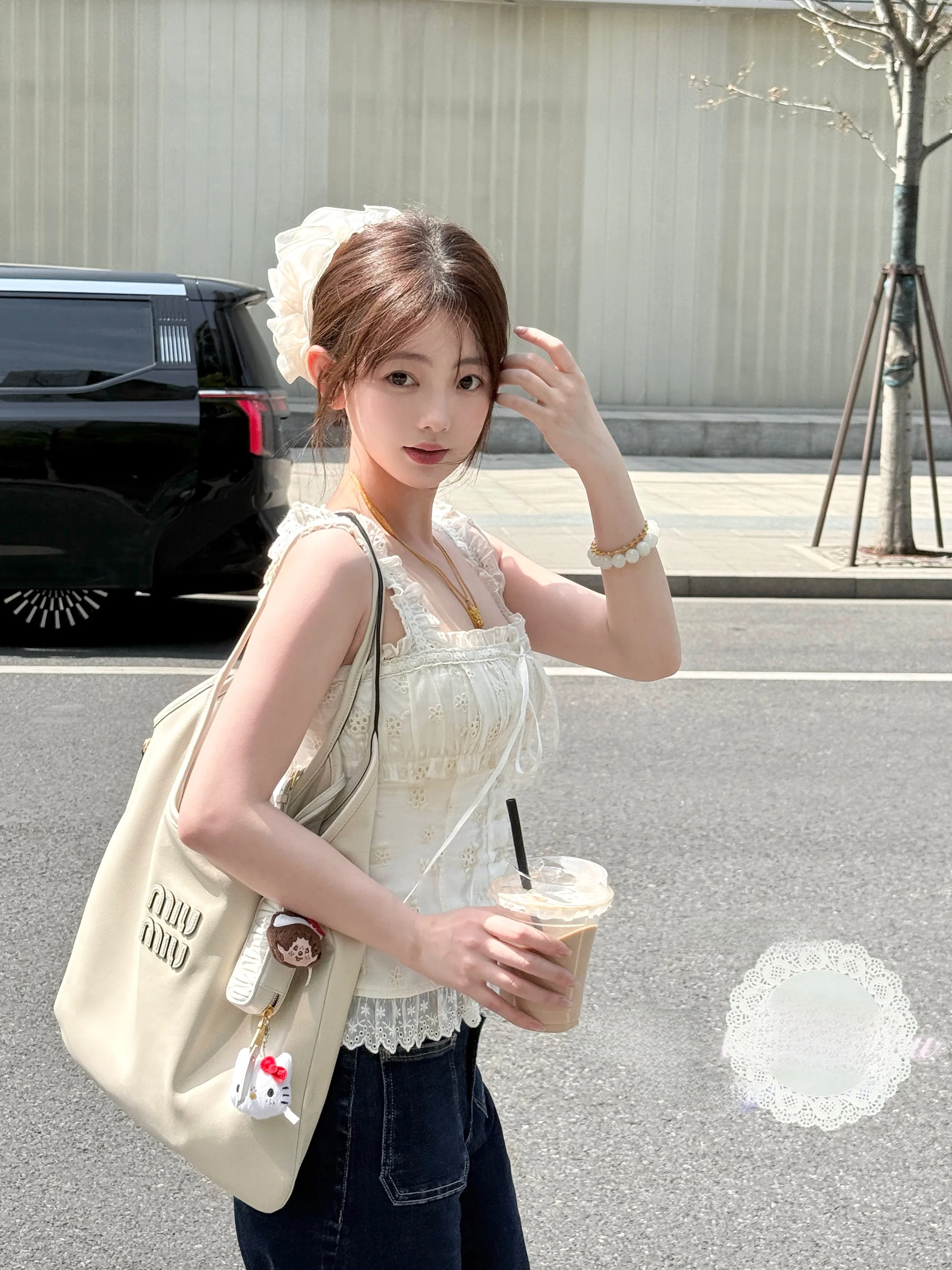 

KIMYY золотой кружевной топ, оригинальные джинсовые джинсы, летний винтажный женский жилет на бретельках из хлопчатобумажной ткани T irt