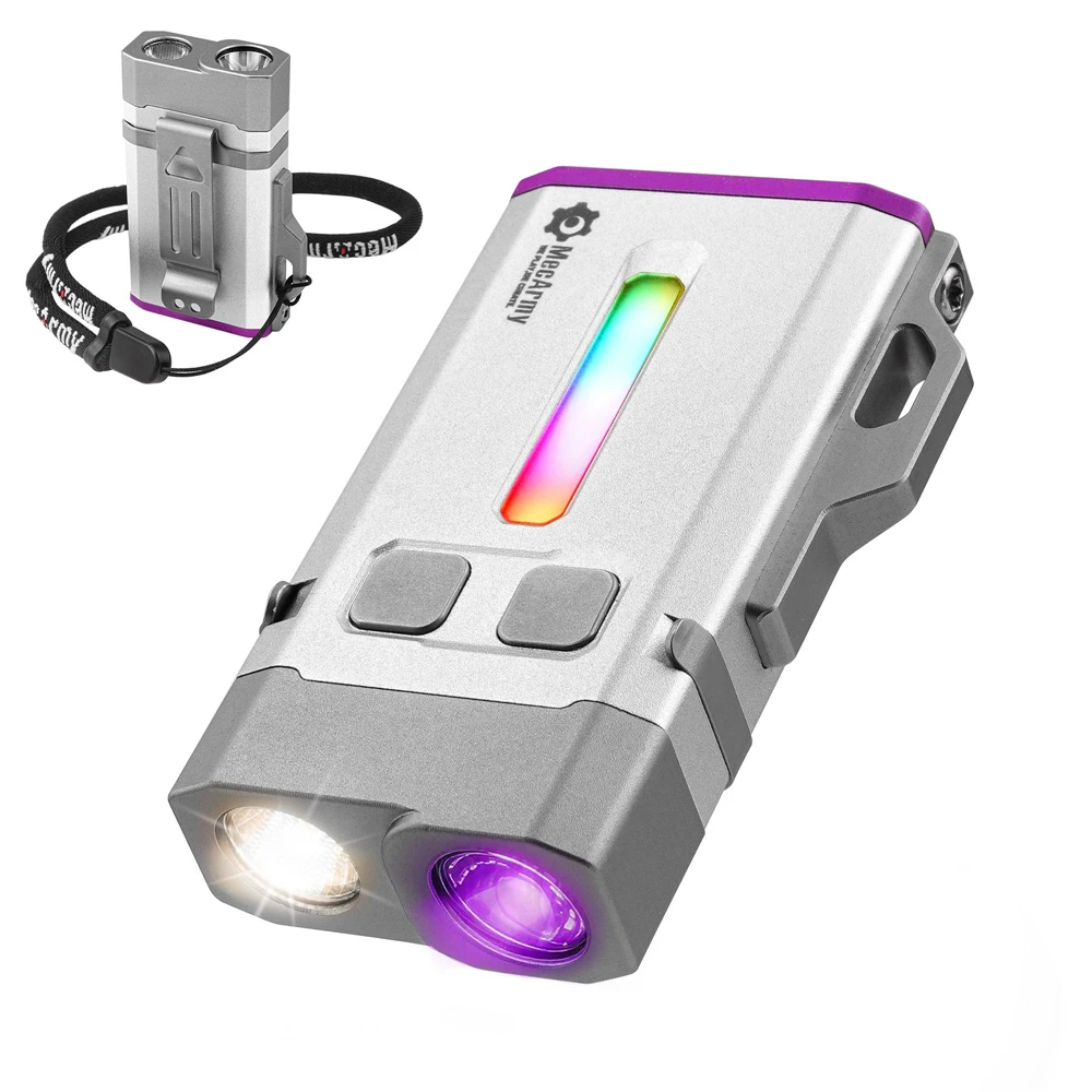 MecArmy SGN8 Keychain Flashlight 1100 Lumen Dual Beam + Side Light Compact LED Rechargeable Light Mini Torch with Clip