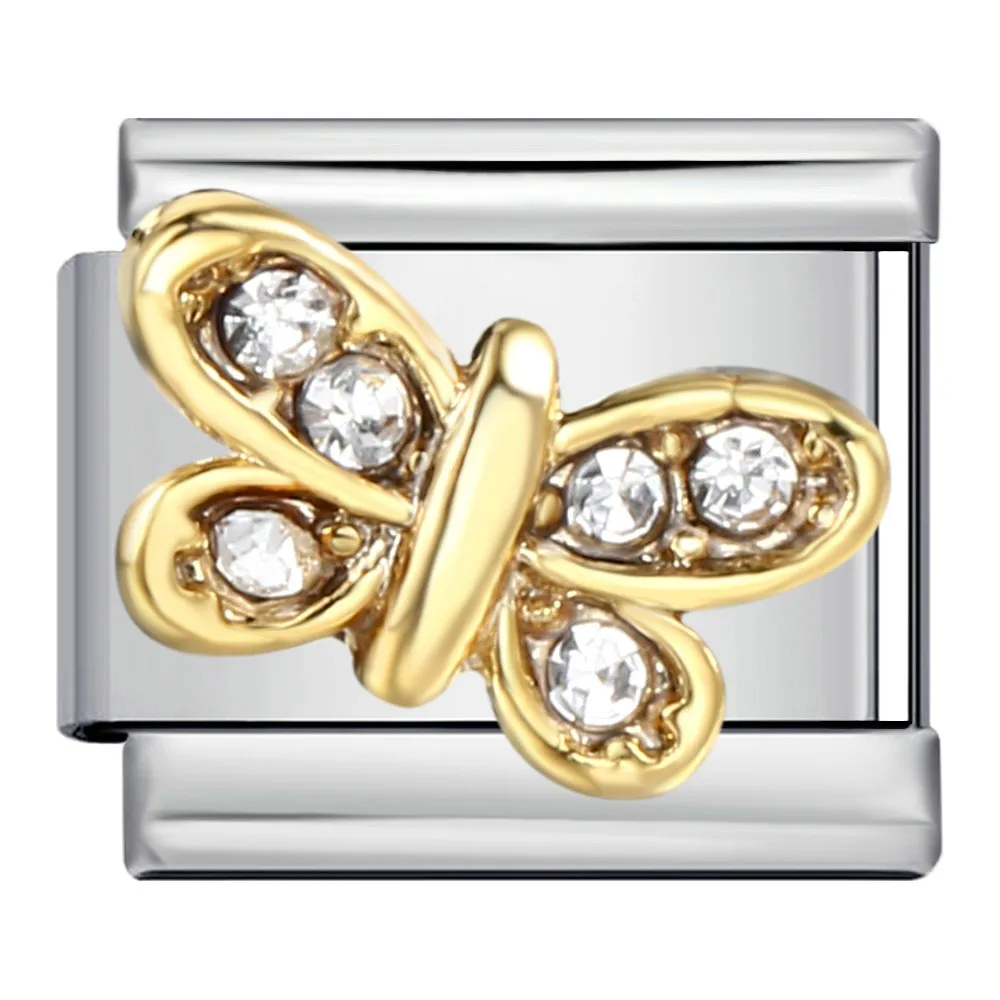 Modische Glasur mit eingelegten Zirkonia-Schmetterlingen, Vögeln und Delfinen, italienische Glieder, passend für 9mm Edelstahl-Armbänder, Schmuckherstellung zum Selbermachen – Detail 1