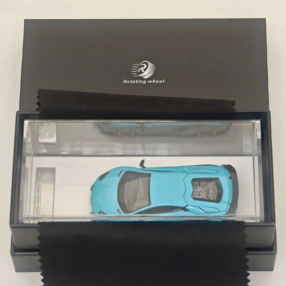 rotating-wheel-1-64-aventador-s-rowen-supercar-blue-white-diecast-alloy-collectible-model-car-miniature-toy-vehicle-models