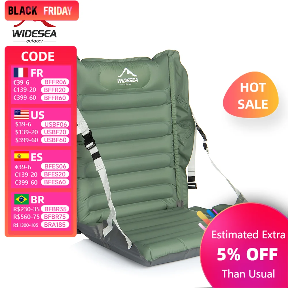 Widesea Camping Cushion Folding Inflatable Mat Chairs Backrest  Mattress Outdoor Fishing Hiking Backpack Portable Supplies