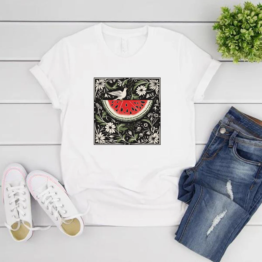 Bandeira da melancia camiseta este não é uma melancia camiseta de manga curta feminina camisetas gráficas amor e paz camiseta streetwear topos