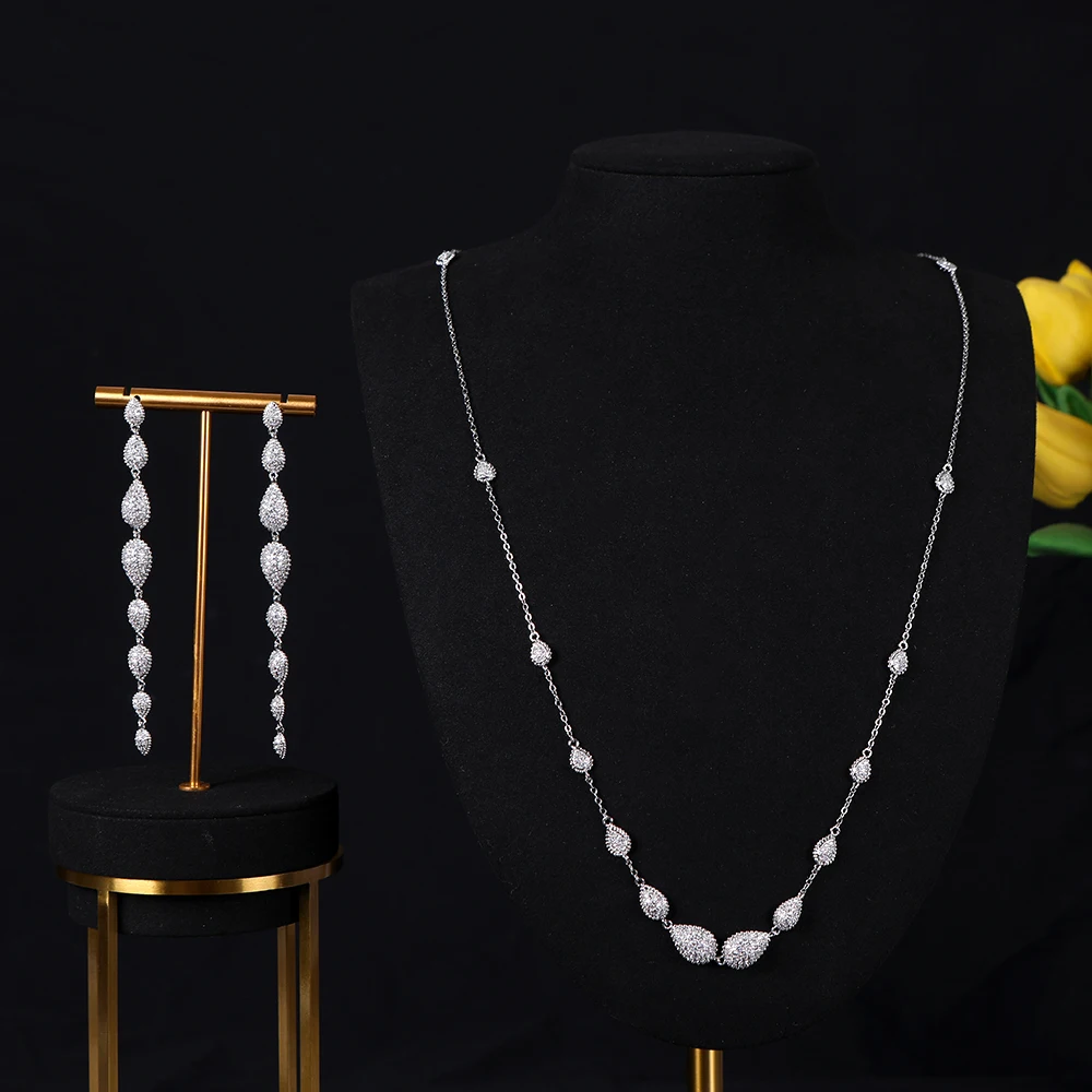 

Popular AAA Tennis Chain Choker Necklace Earring Set Iced Out Cubic Zirconia Bling Hip Hop Jewelry Set For Women S665