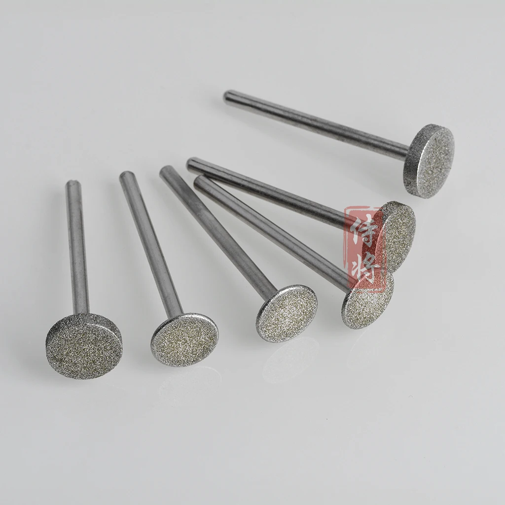 3mm Shank T-shaped Diamond Grinding Heads, Flat Diamond Wheel Bits for Dremel, Tile Glass Jade Polishing & Engraving Tool