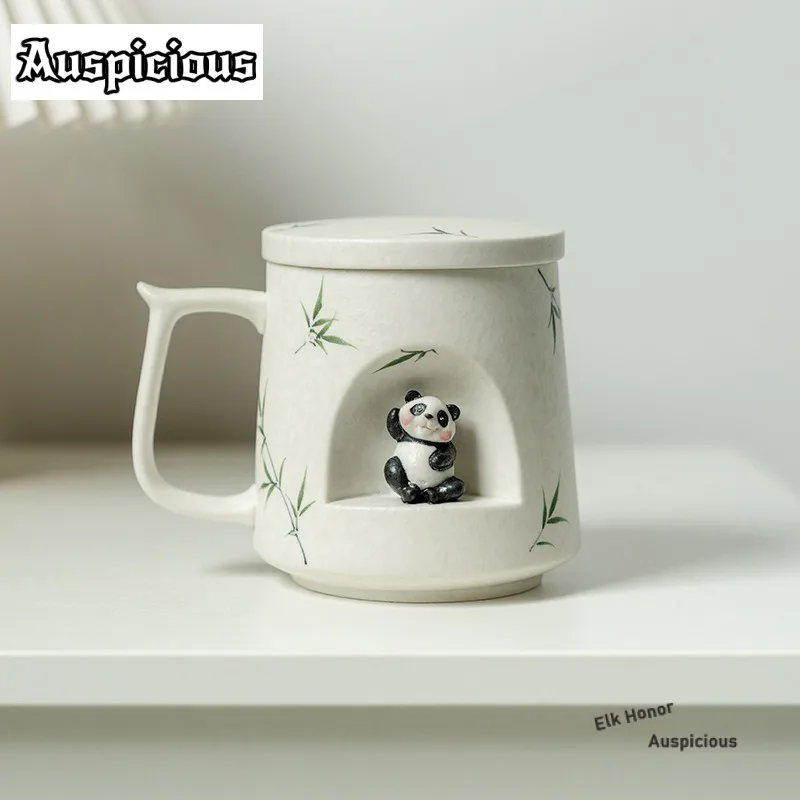 

500 мл рок-минеральная белая 3D кофейная кружка с пандой, чашка для молока, кружка для послеобеденного чая, бутылка вина, пива, персональная офисная чашка для воды с крышкой, кафе