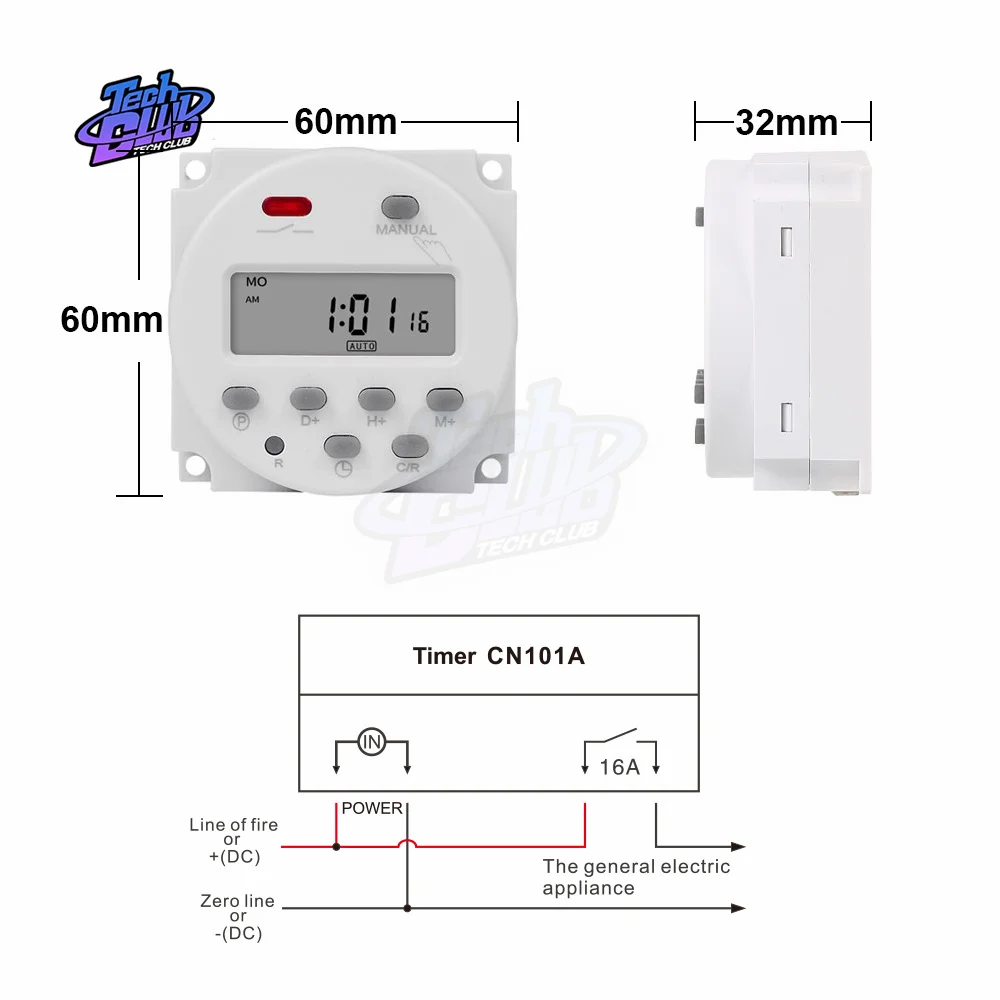 1 secondo intervallo 5V 12V 24V 110V 220V interruttore Timer digitale 7 giorni programmatore relè orario programmabile settimanale alimentatore CN101