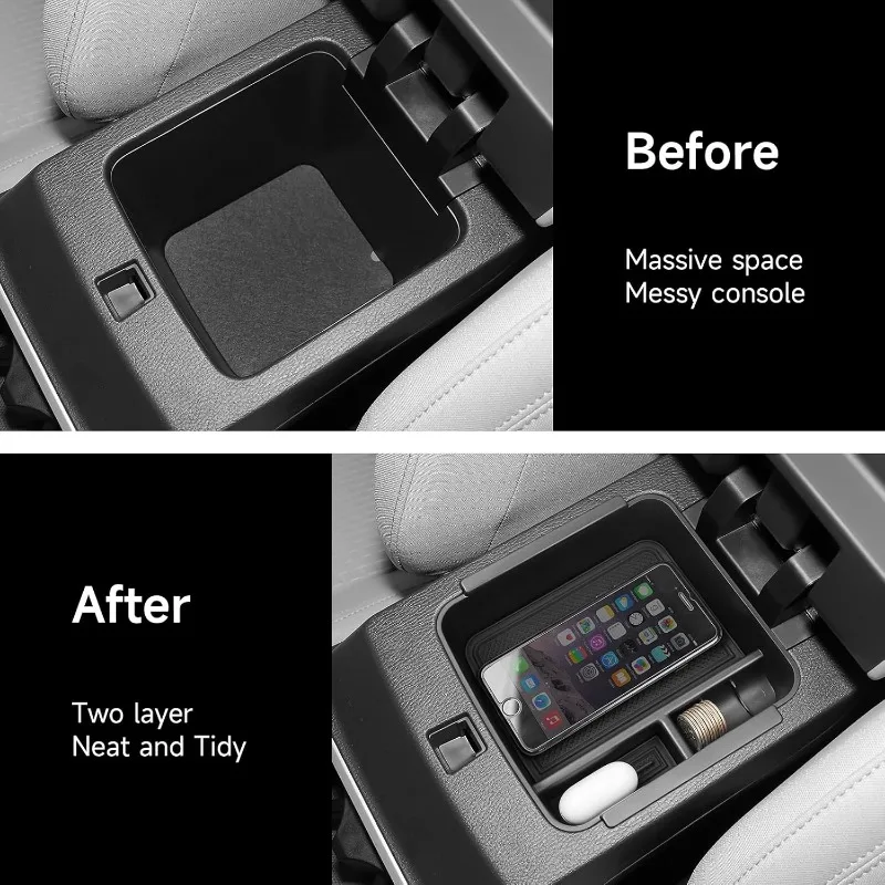 Center Console Organizer Compatible with Mitsubishi Outlander 2025 2024 2023 2022 Accessories Black ABS Plastic Material Armrest