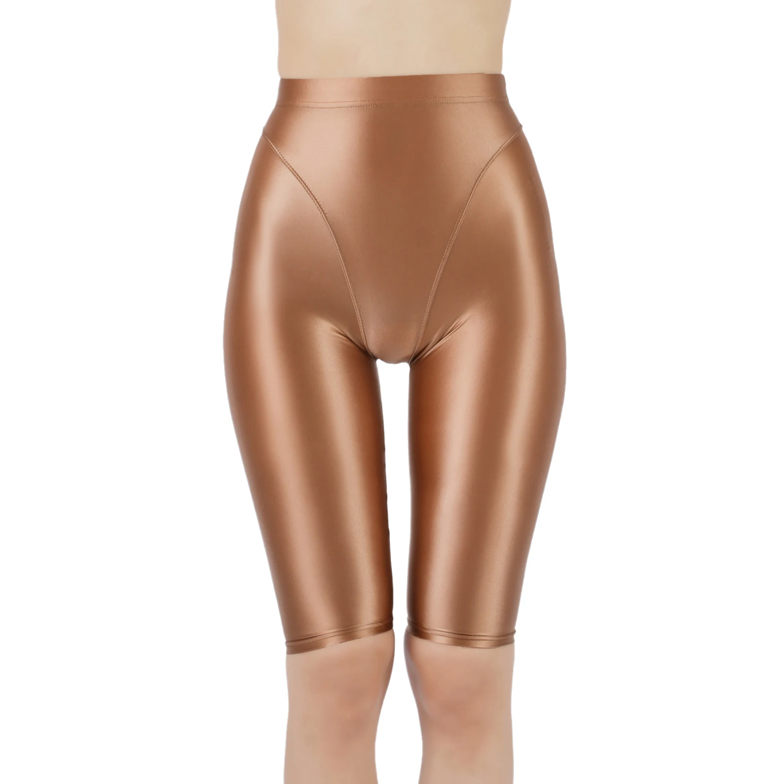 Faux collants brillants taille haute pour femme, short de motard extensible, leggings courts respirants, sports de fitness, yoga, danse, 2 pièces