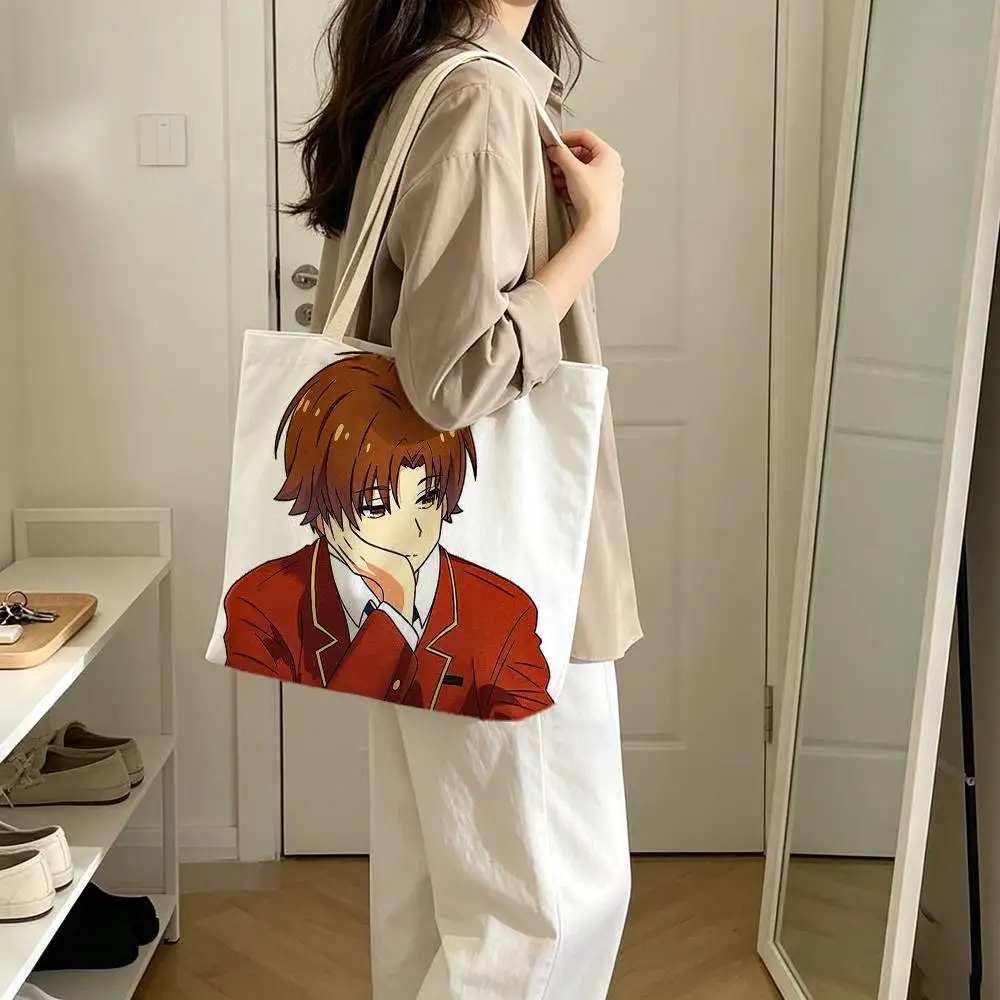 Anime C-Classroom of the Elite Print Canvas Tote Bag Handbag For Daily School Commute Casual Shoulder Bag