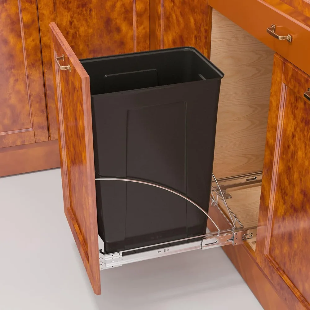 

Pull Out Trash Can Under Cabinet, Under Sink Trash Can with Door Mounting Kit, Requires 14" W X 18" D Cabinet