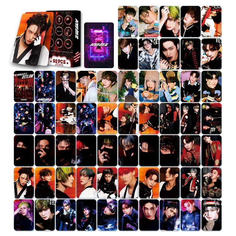 92pcs/set KPOP ATEEZ Lomo Card Photo Album Stickers HD Double Sided High Quality Photocard San JongHo Yunho YEOSANG Fans Gift