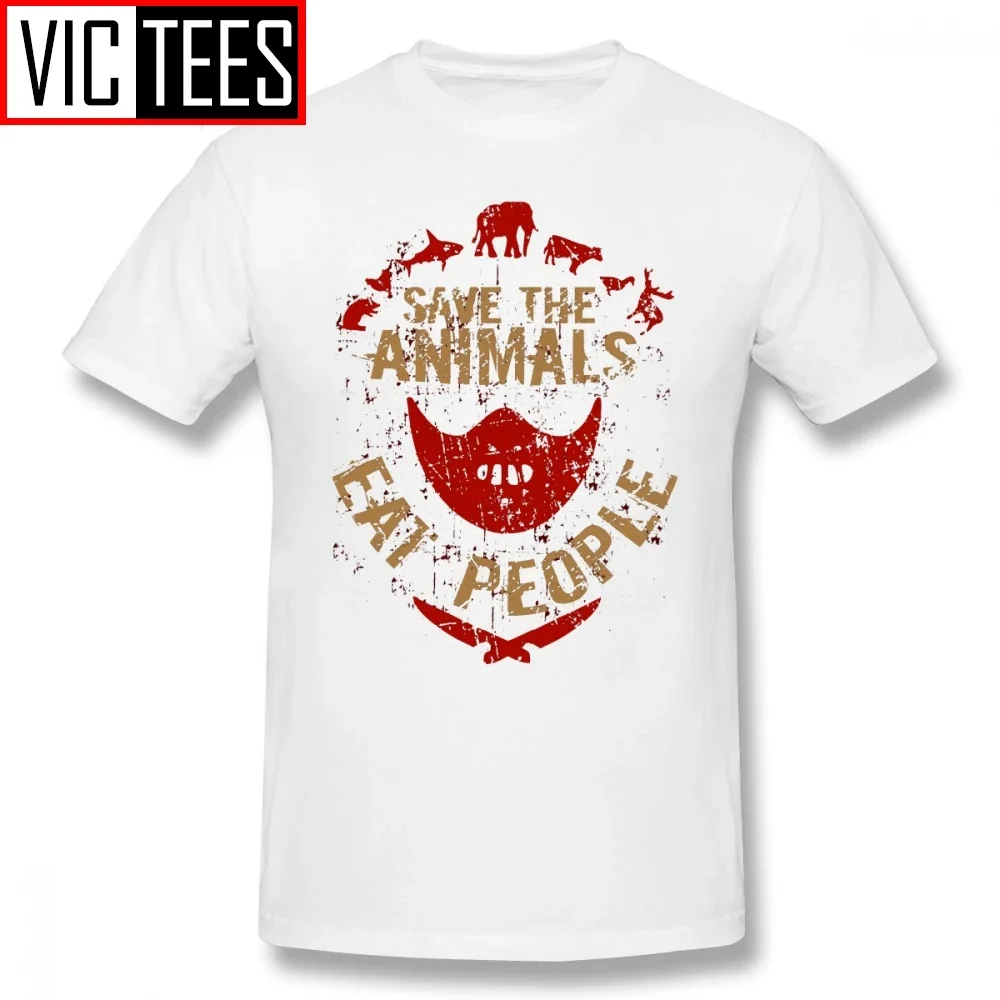 Mens Hannibal T Shirts Save The Animals, EAT PEOPLE T-Shirt Print Tee Shirt Man Casual 100% Cotton Fun Oversize Tshirt