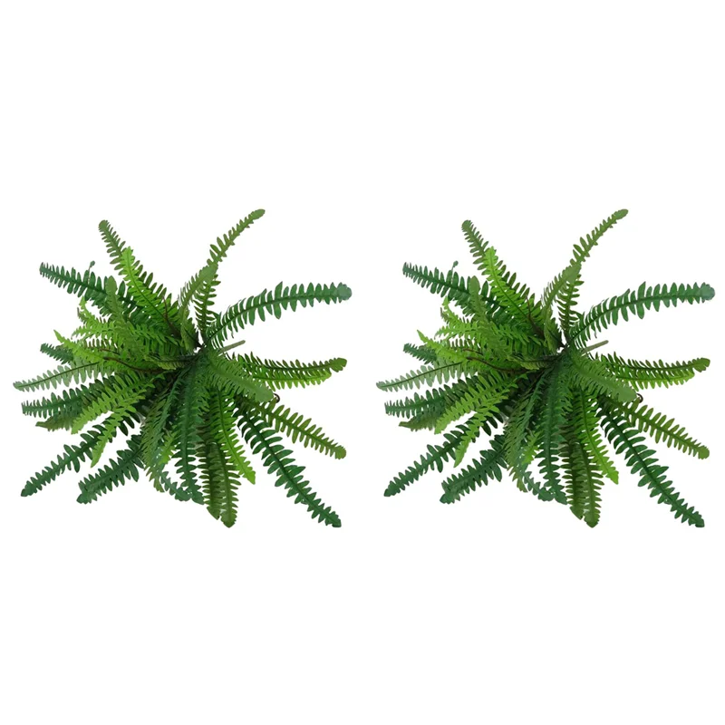 

-WSFS 2X Artificial Ferns For Outdoors & Indoors,Large Faux Ferns Fake Boston Fern Plant For Planter Garden Porch Entrance A