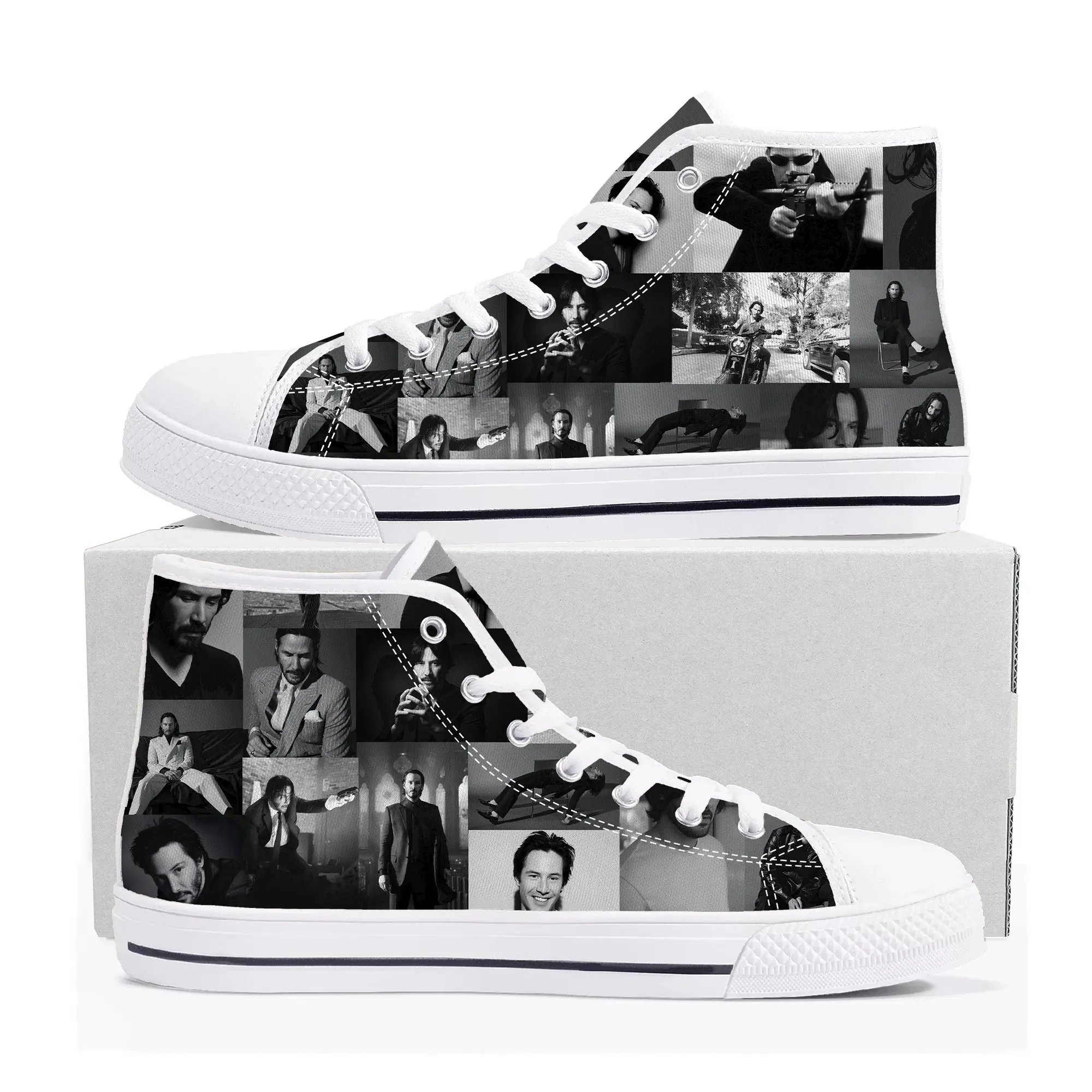Keanu Reeves High Top Sneakers Mens Womens Teenager Canvas High Quality Sneaker Casual Custom Made Shoes Customize DIY Shoe