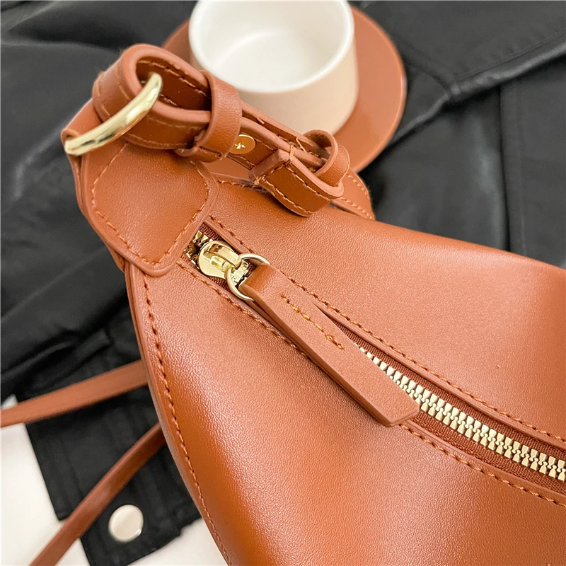 تنوعا الأزياء سستة بو 2025 الخريف منتج جديد الأفاق حقيبة كتف بلون حقيبة يد لينة بسيطة الأزياء حقيبة كروسبودي #4