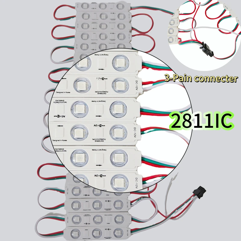 20 قطعة/الوحدة WS2811 IC وحدة حقن RGB كامل اللون 1.5 واط 12 فولت مقاوم للماء الرقمية عنونة LED بكسل وحدة لمتجر راية
