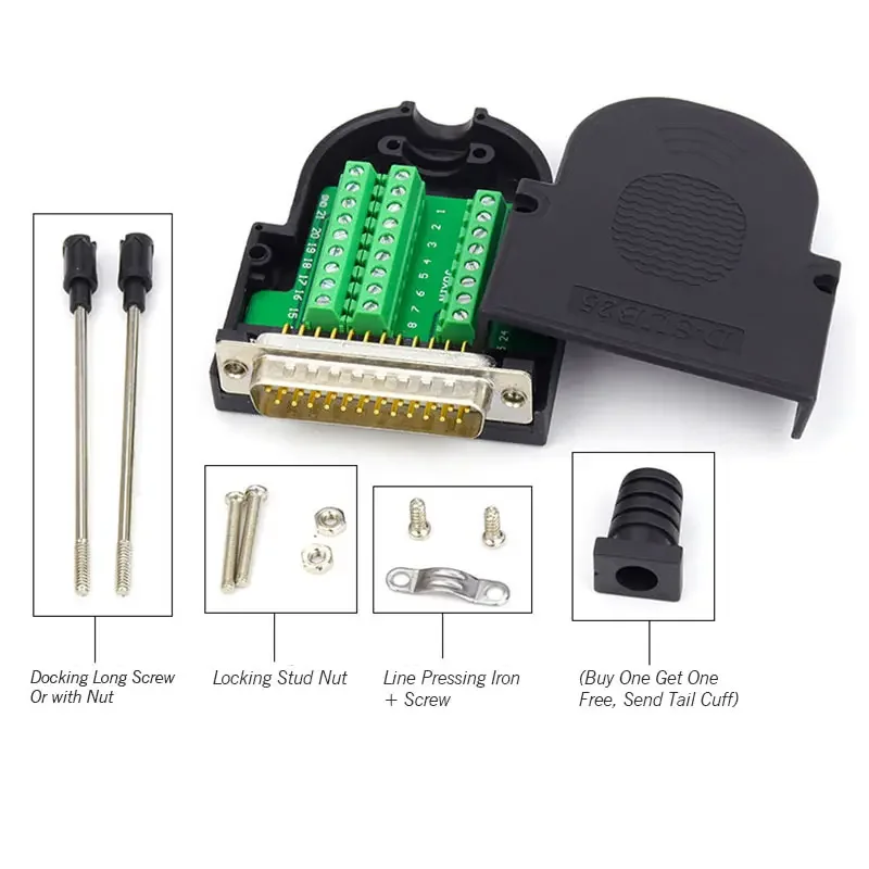 DB25 Breakout Connector Industrial Male Female Soldering-free D-SUB 25PIN Plug Adapter DB 25 Weld-free Serial Parallel Port Plug