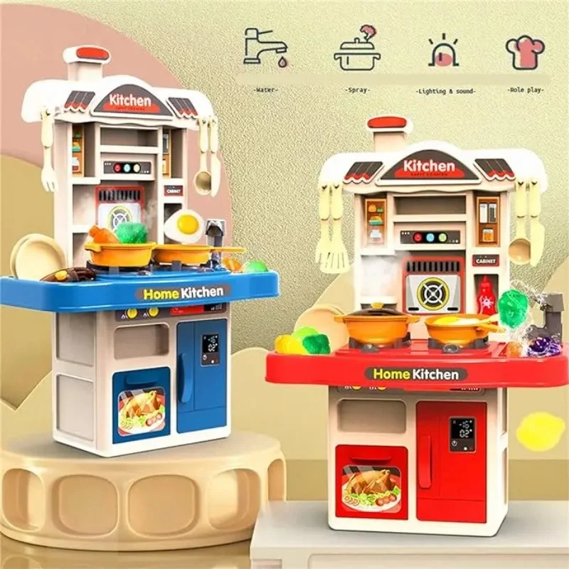 Realistic Pretend Play Cooking Toy for Kids, Chef Playset Kitchen Accessories, Lights & Sounds,for Toddles Girls Boys Ages 3+