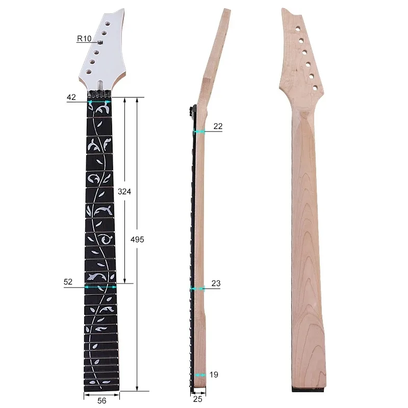 6 String 24 Fret Neck Rose Wood Electric Guitar DIY Double Shake Neck Plus Maple IBN Carved Flower Neck Electric Guitar