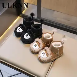 Botas de nieve a la moda para niños, zapatos de algodón de felpa para niños, zapatos grandes de algodón con dibujos animados para bebés, cómodos y cálidos, invierno, 2023