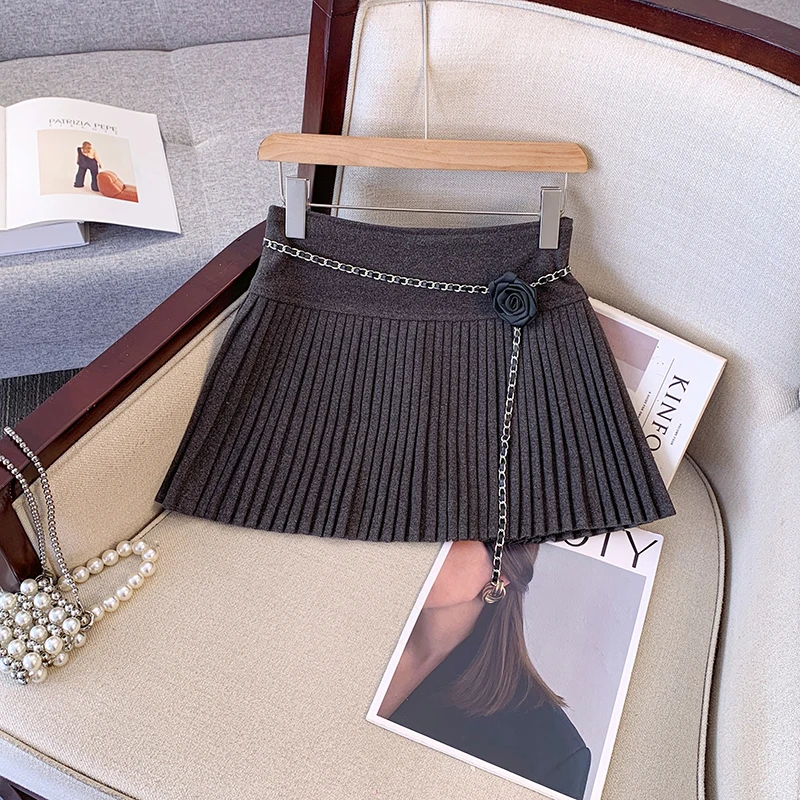 Women Temperament Pleated Skirts Korean Preppy Style Mini Skirts Chic Harajuku Casual Ladies A-line Short Skirt