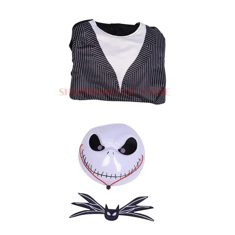 2025 New Child The Nightmare Jack Skellington Cosplay Costume Jack Before Mask Cos Bodysuit Suit Halloween For Boys Girls Kid AA