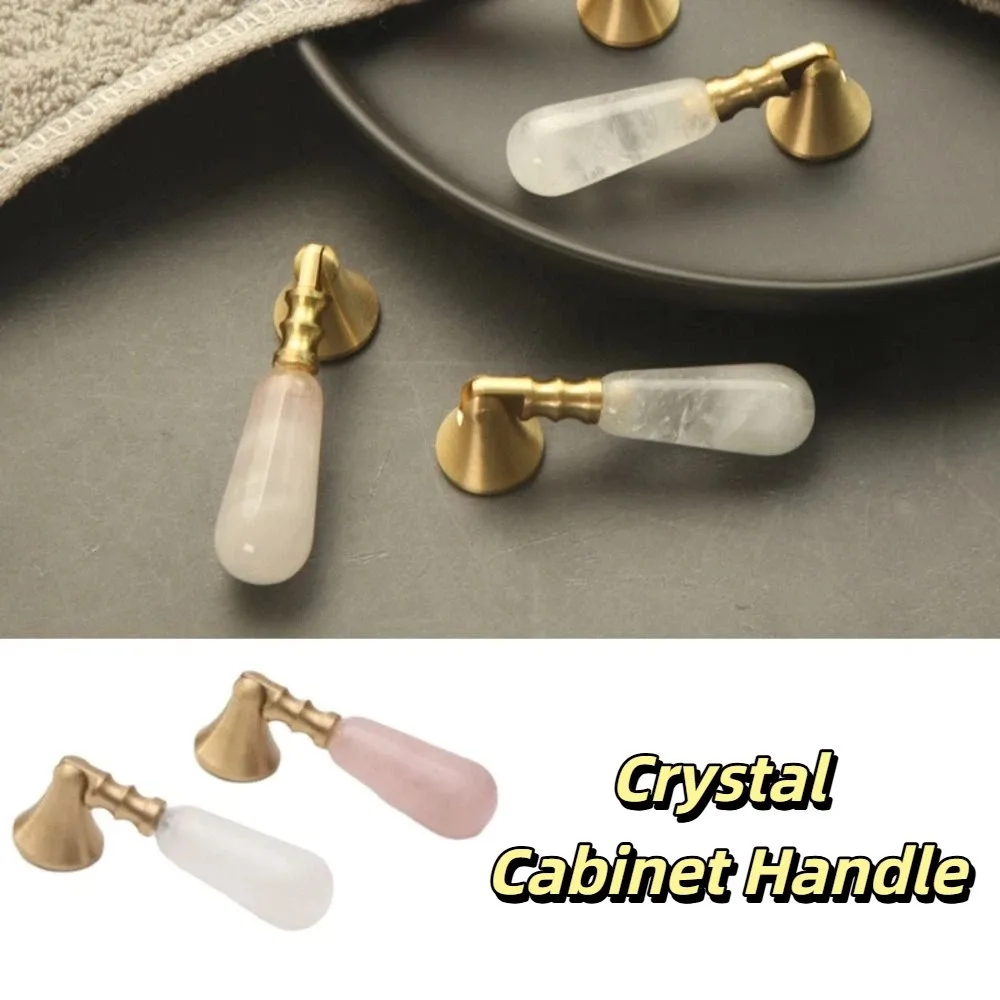 

Ручка-подвеска в скандинавском стиле с розовым кристаллом, латунная, с одним отверстием, простой дизайн, маленький размер, для шкафов и гардеробов