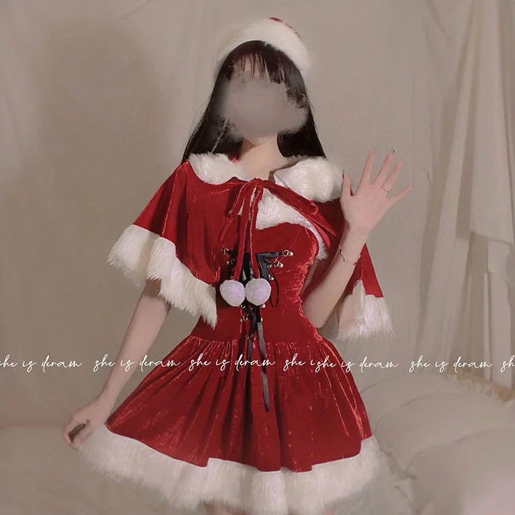 Christmas dress snow velvet pure sweet dress new year dress red slim girl dress christmas sexy dress