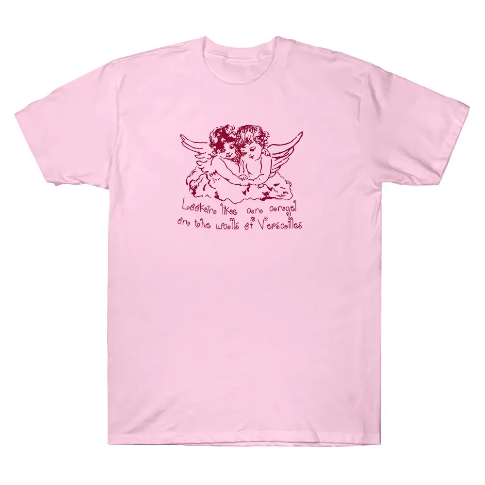Sommerliches Herren-T-Shirt mit Buchstaben- und Engel-Print, Rundhalsausschnitt, 100% reine Baumwolle, lässig, neutral, weich, atmungsaktiv, kurzärmelig – Detail 10