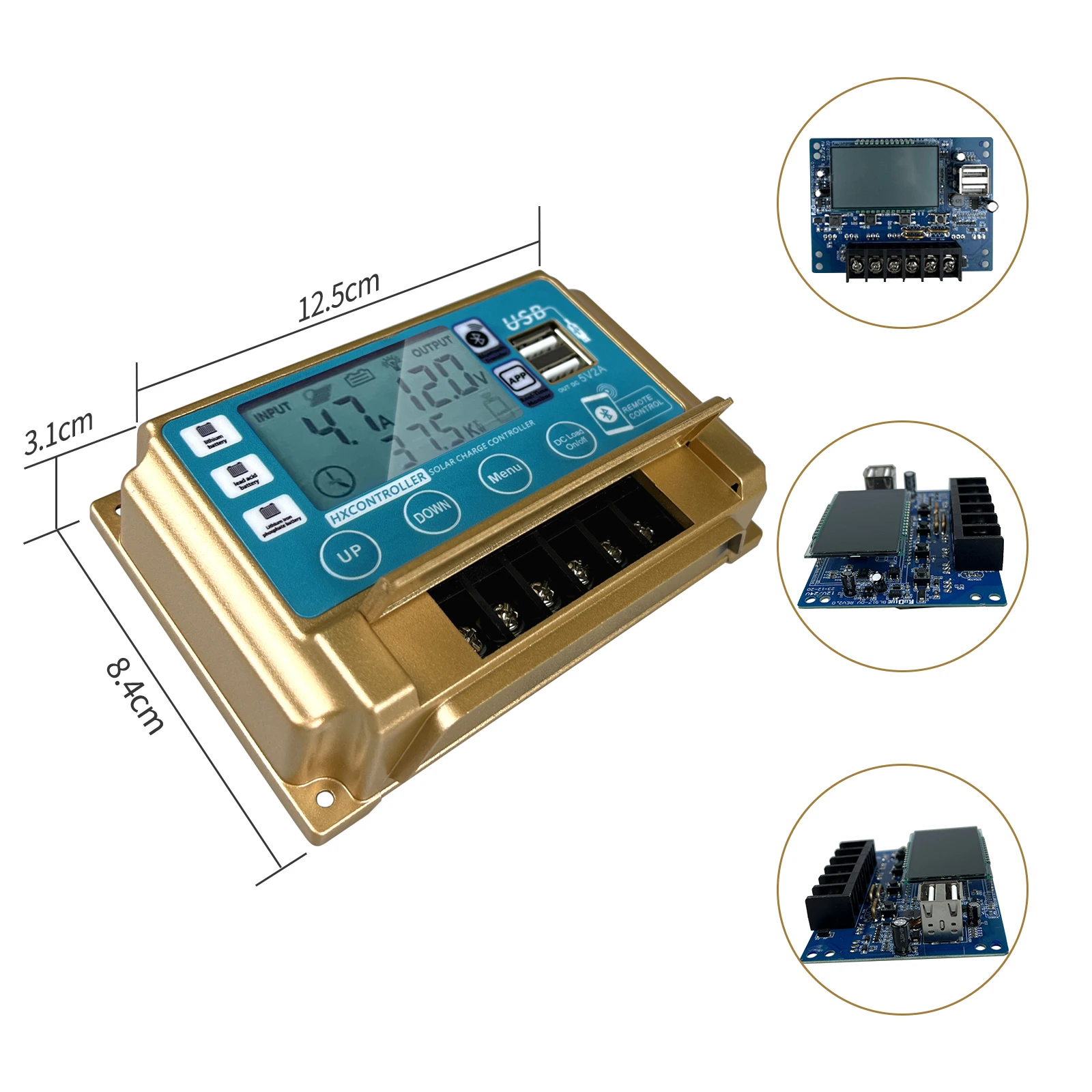 12V/24V 30A/40A/50A/60A Solar Panel System Controller LCD Digital Display Bluetooth PWM Solar Panel For Lifepo4 Lithium GEL