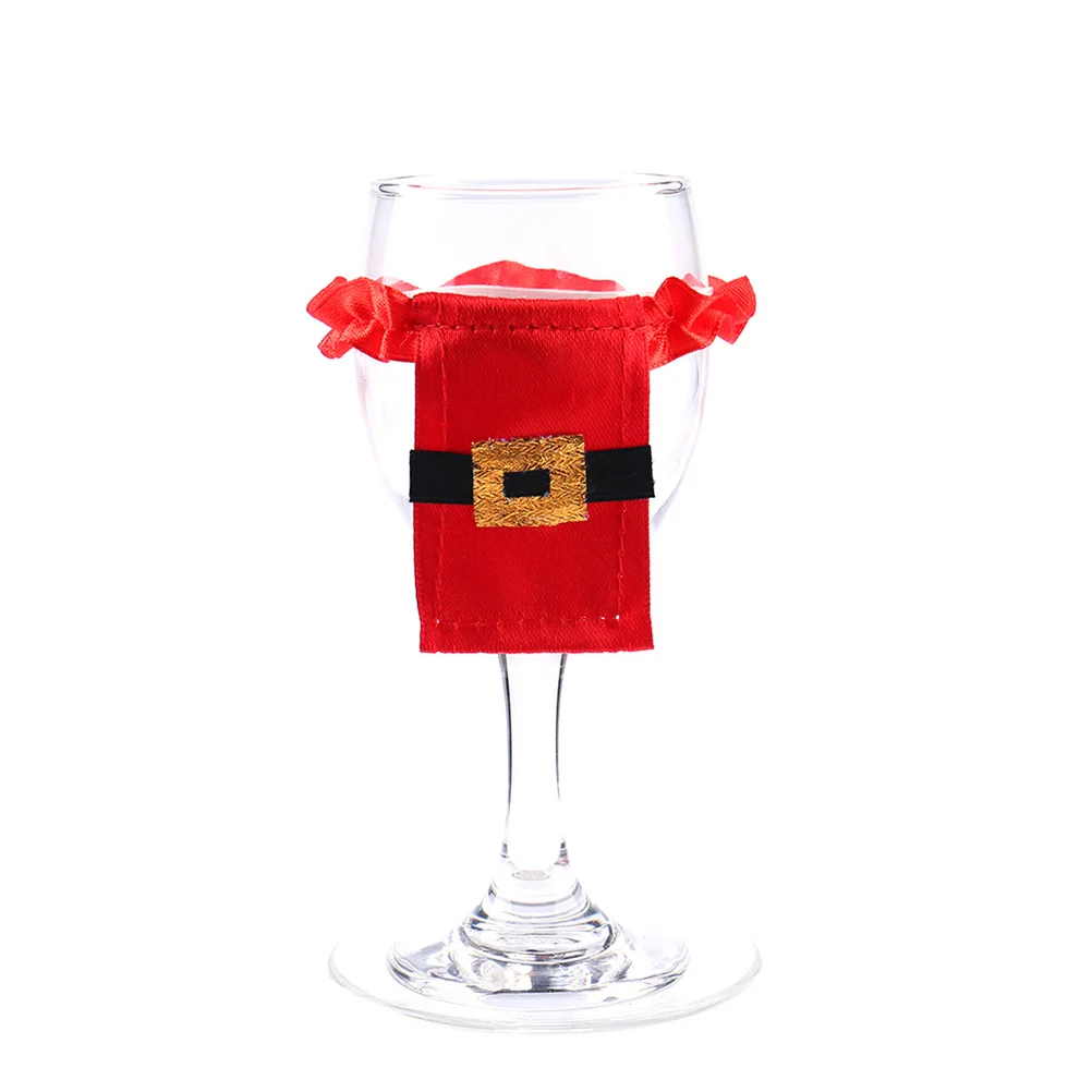 

12pcs Santa Claus Clothes Glass Covers Christmas Decorations Bottle Sets Non Woven Fabric Elastic Band Holiday