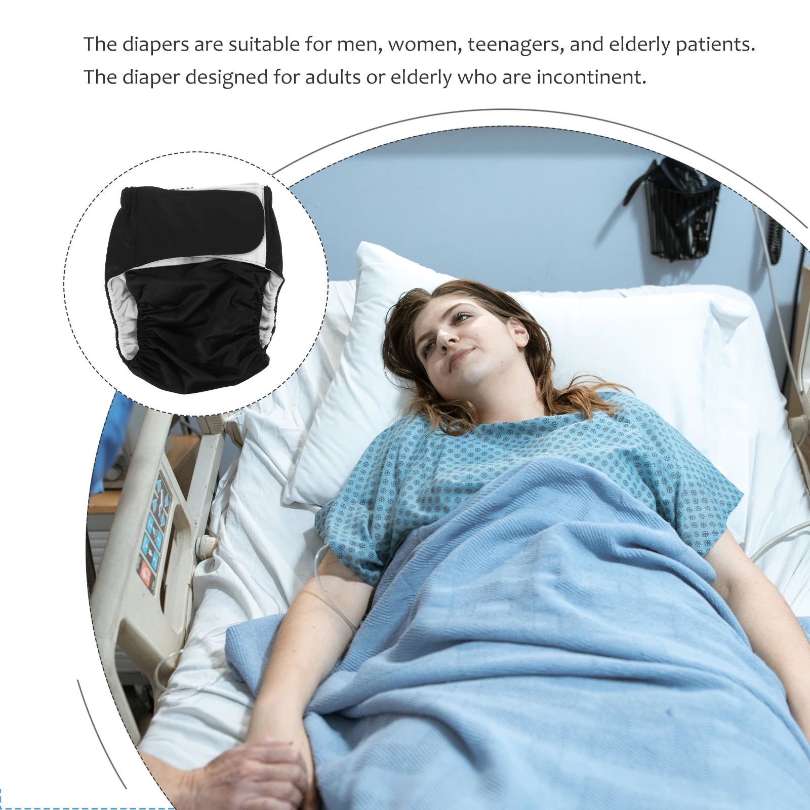 

Adult Diapers Women Anti leak Nappy Leakproof Urinal Pant Washable Incontinence 404 Black Reusable Elderly Diaper Polyester