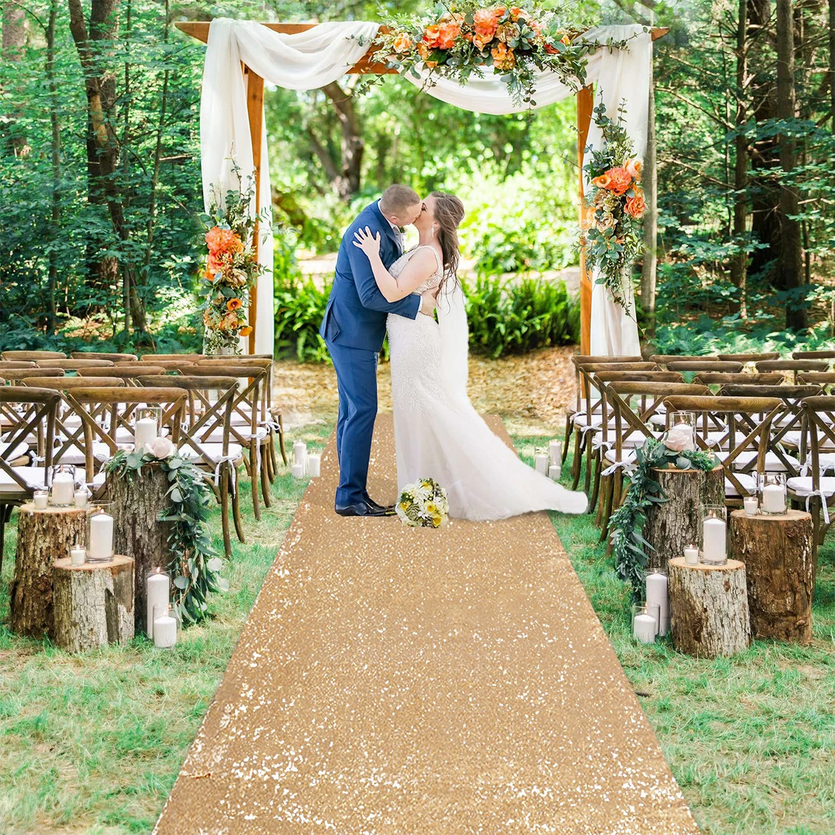 Champagne Gold Non-woven Glossy Carpet Wedding Party Decoration Adult Favors Gift Sparkling Carpet Birthday Baby Shower Supplies