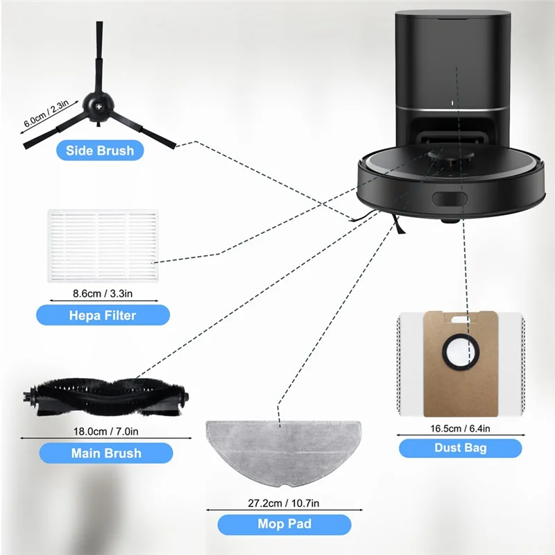KEOL-For TP-Link Tapo RV30 Max Plus/RV20 Max Plus/RV30 Max/RV20 Max فرشاة جانبية رئيسية فلتر HEPA ممسحة قماش أجزاء كيس الغبار