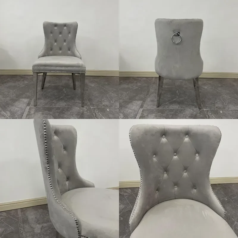 European Flannel Dining Chair Backrest Buckle Soft Bag Chair Stainless Steel Foot Chair for Western Restaurant Fashion Dining