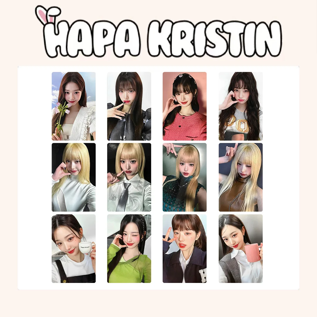 4pcs Kpop Wonyoung Hapa Kristin Peripheral Special Card Fans Collection Double-sided Paper Photocards