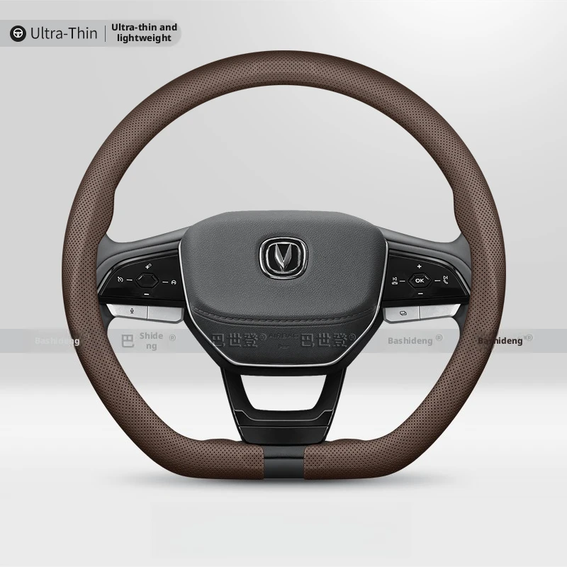 For Changan Ultra‑Thin Steering Wheel Cover Nappa Leather Perforated Fit CS35 CS55 CS75 CS95 UNI‑T UNI‑K UNI‑V Car Accessories