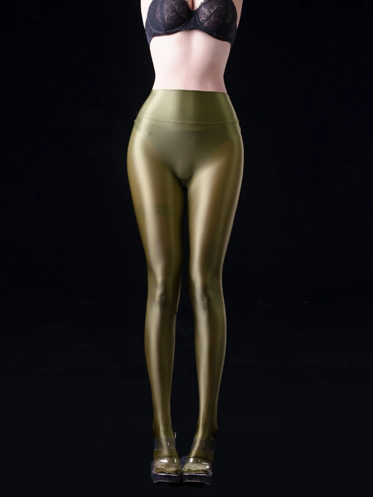 Collant a vita alta da donna in raso di seta sottile lucido leggings collant Fitness pantaloni sportivi da yoga sottili pantaloni