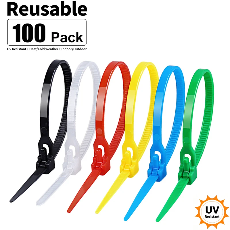 50/100/300pcs Reusable Cable Zip Ties Nylon Tie Wraps Heavy Duty UVproof Plastic Ties for Plant Fixing Vine Home Cord Management