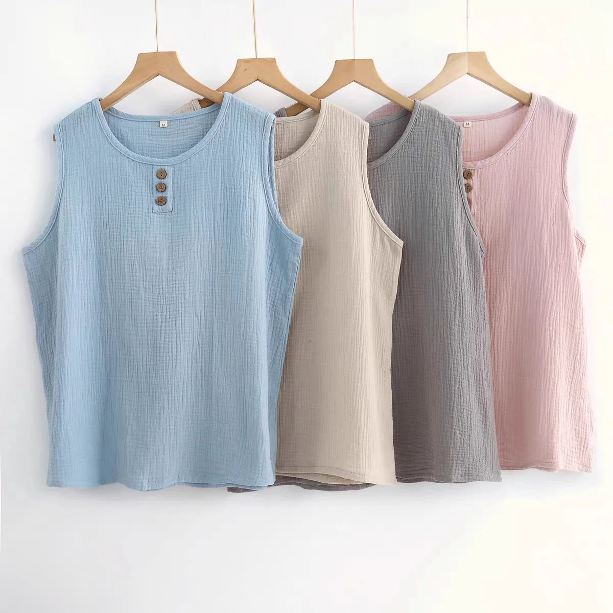 Women Chinese Style Cotton Linen Vests Coats V-Neck Solid Color Button Vintage Cloths 2026 Autumn plus size tanks Vests
