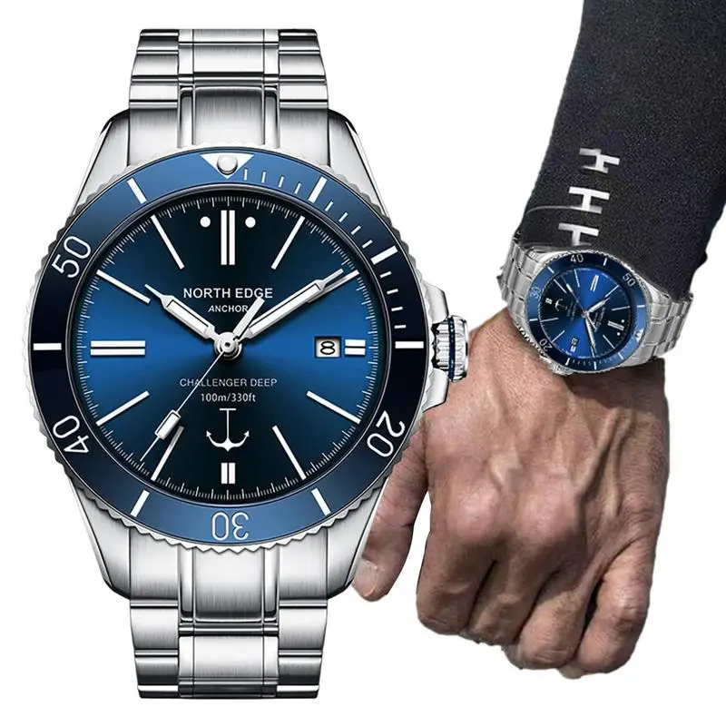 

Mens Mechanical Watch Automatic Waterproof Casual Watches Scratchproof Sapphire Glass Stainless Steel Band Watch Gift Men