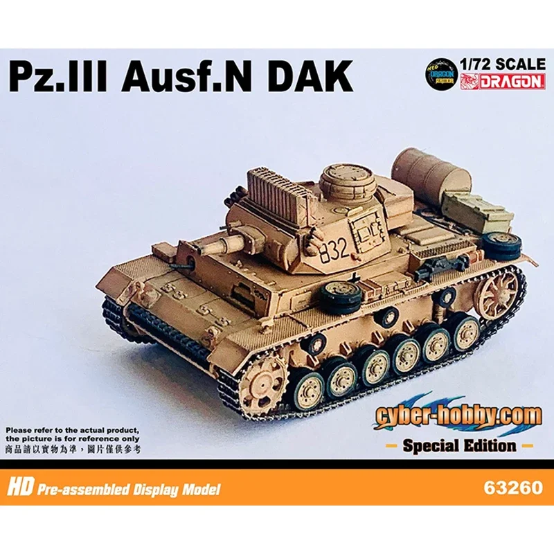 

1:72 Scale PVC Plastic 63260 Tank No. 3 N-type DAK 501 Model Militarized Combat Track Type Classic Adult Gift Toy Static Display