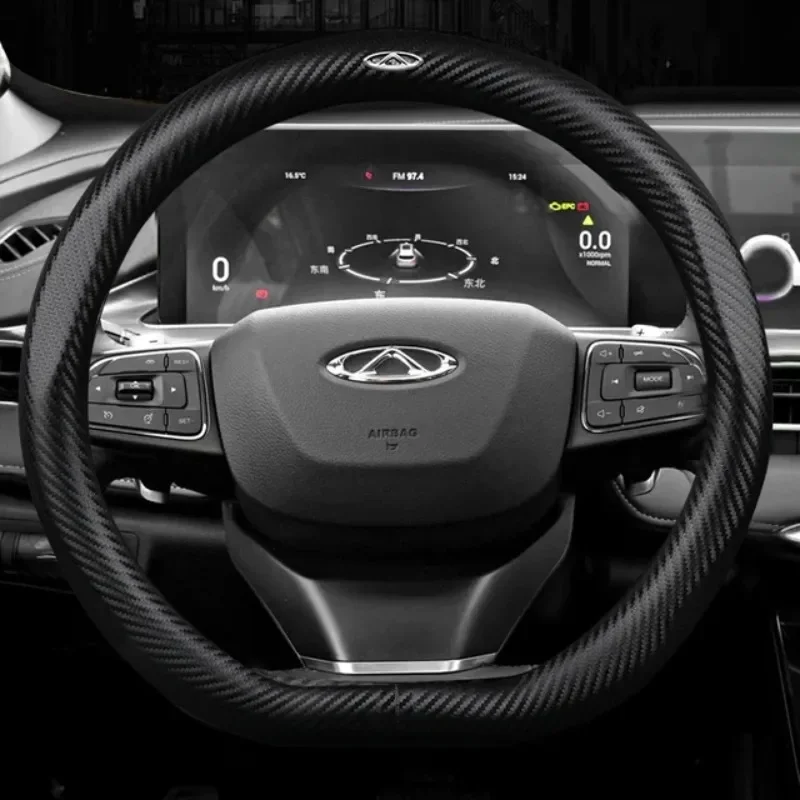 

Anti-Slip Breathable Genuine Leather Car Steering Wheel Cover for Chery Omoda C5 E5 Tiggo 7 Pro Jetour X90 Auto Accessories