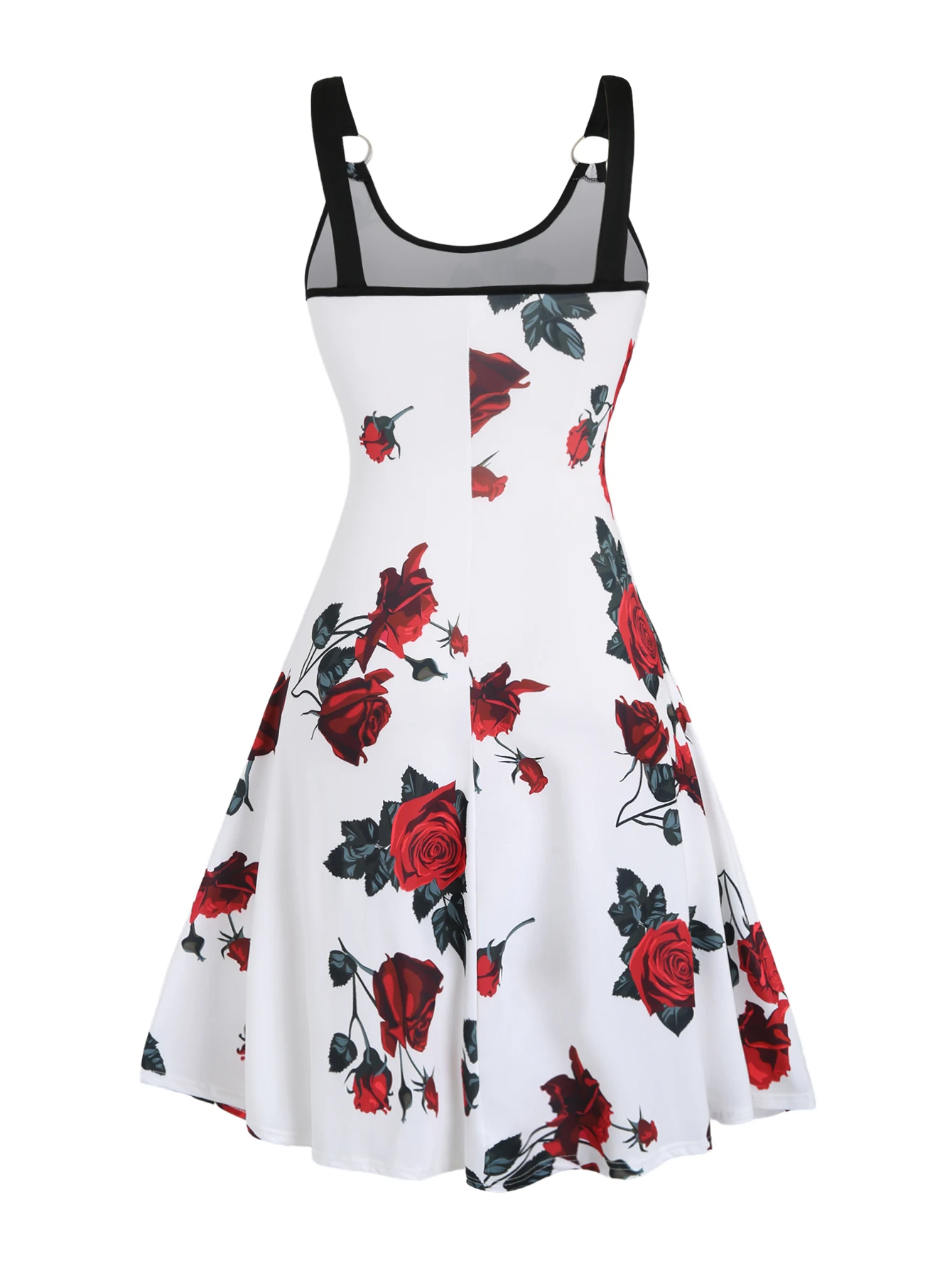 2024 European and American fashion women plus size spring and summer new sexy rose print temperament suspender dress women