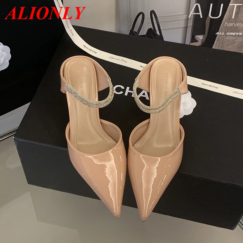 

Alionly 2026 Новые летние модные женские босоножки на тонком каблуке с плиссировкой, вырезами и ремешком на пряжке, с острым носком, для банкетов и вечеринок