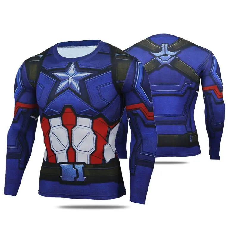 Marvel Avengers Iron Man Spider-Man Creative Children\'s Spring and Autumn Tight-fitting Long-sleeved Sports Quick-drying Clothes