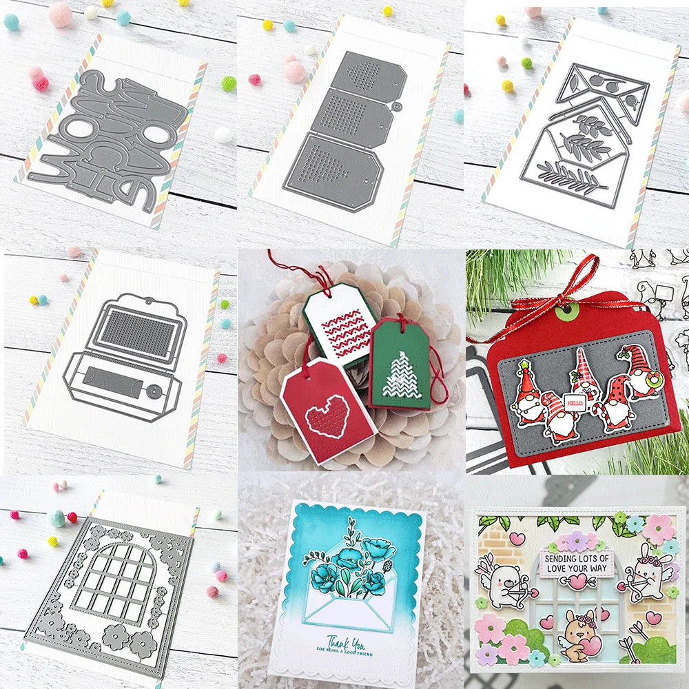 Metall-Stanzformen für DIY-Kartenherstellung, Scrapbooking, Basteln, Weihnachtswichtel, Blumen, Fenster, Haus, Etiketten-Stanzformen für Albumdekoration
