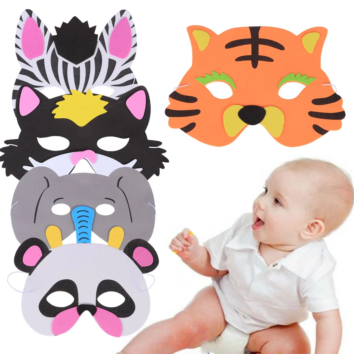 5pcs Animal Face Mask for Children Kids Birthday Party Favors Dress Up Costume party face mask carnival mask