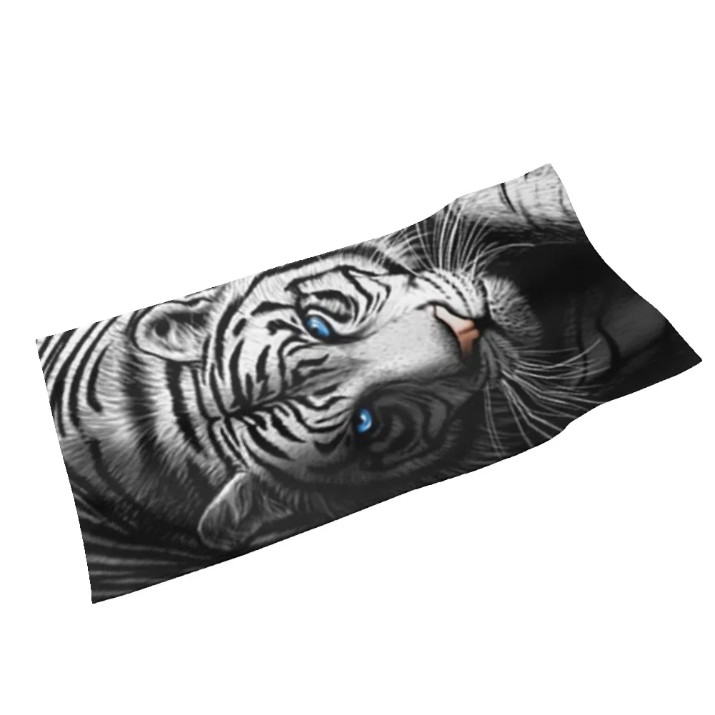 Large Thick Bath Shower Towels 3D White Tiger Design Cotton Beach Towel for Women Men Travel Swimming Yoga Blanket