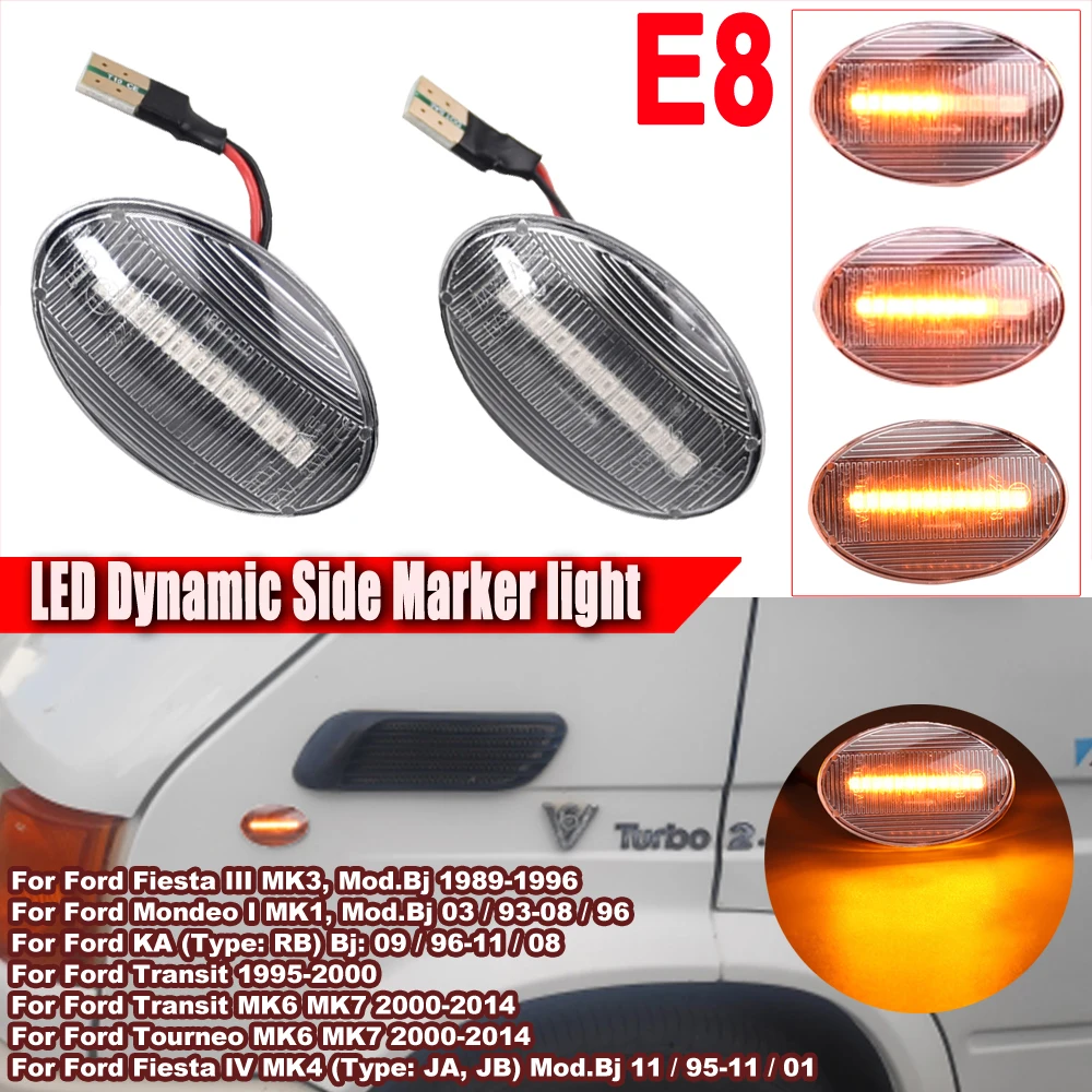 Dynamic LED Fender Light Side Marker For Ford Fiesta III IV MK3 MK4 19902000 2001 KA Mondeo I Transit Tourneo lamp turn signal